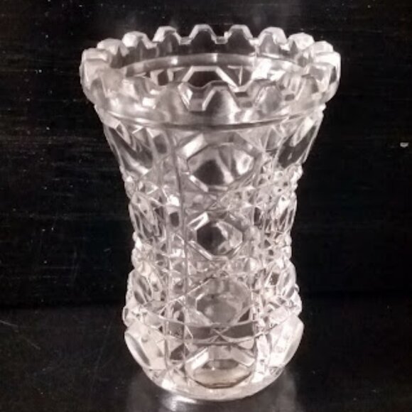 Vintage Cut Crystal Glass Hexagonal Toothpick Holder - Picture 2 of 9